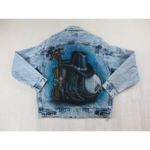 VINTAGE Levi's Jacket Womens Medium Blue Denim Acid Wash Trucker Made In USA 80s